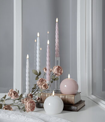 2 st antikljus shine rosa blankt vax. LED-ljus 25 cm. Batteriljus timer