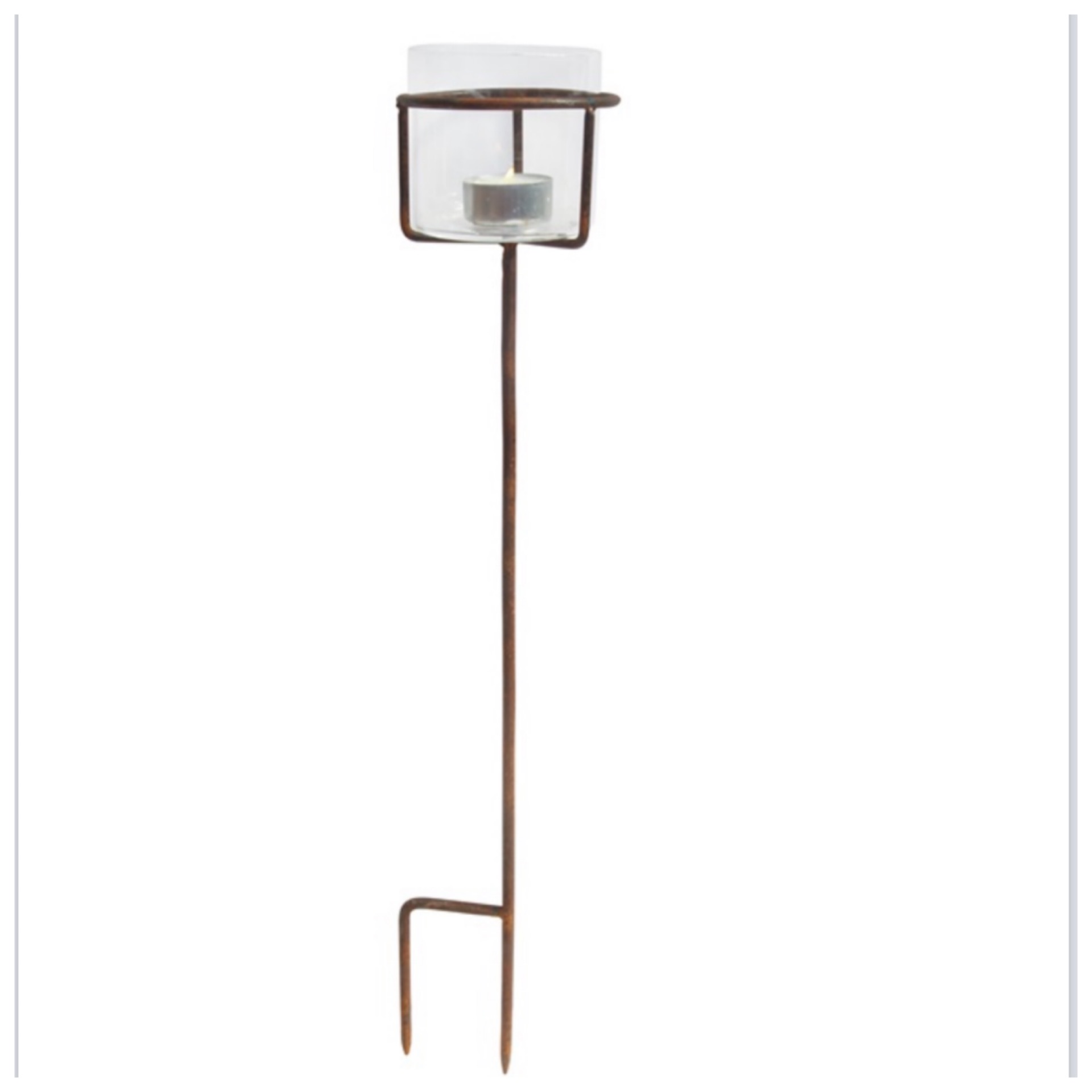 Norrsken ljuslykta på pinne 52 cm rostig ljusstake - 5