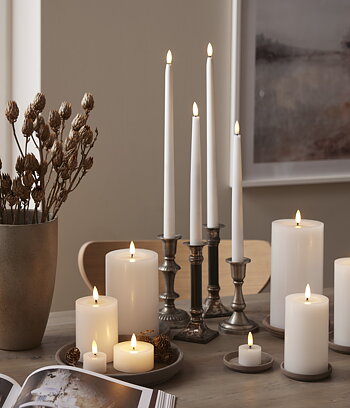 2 st stora värmeljus vit vax flow. LED-ljus. Batteriljus med timer