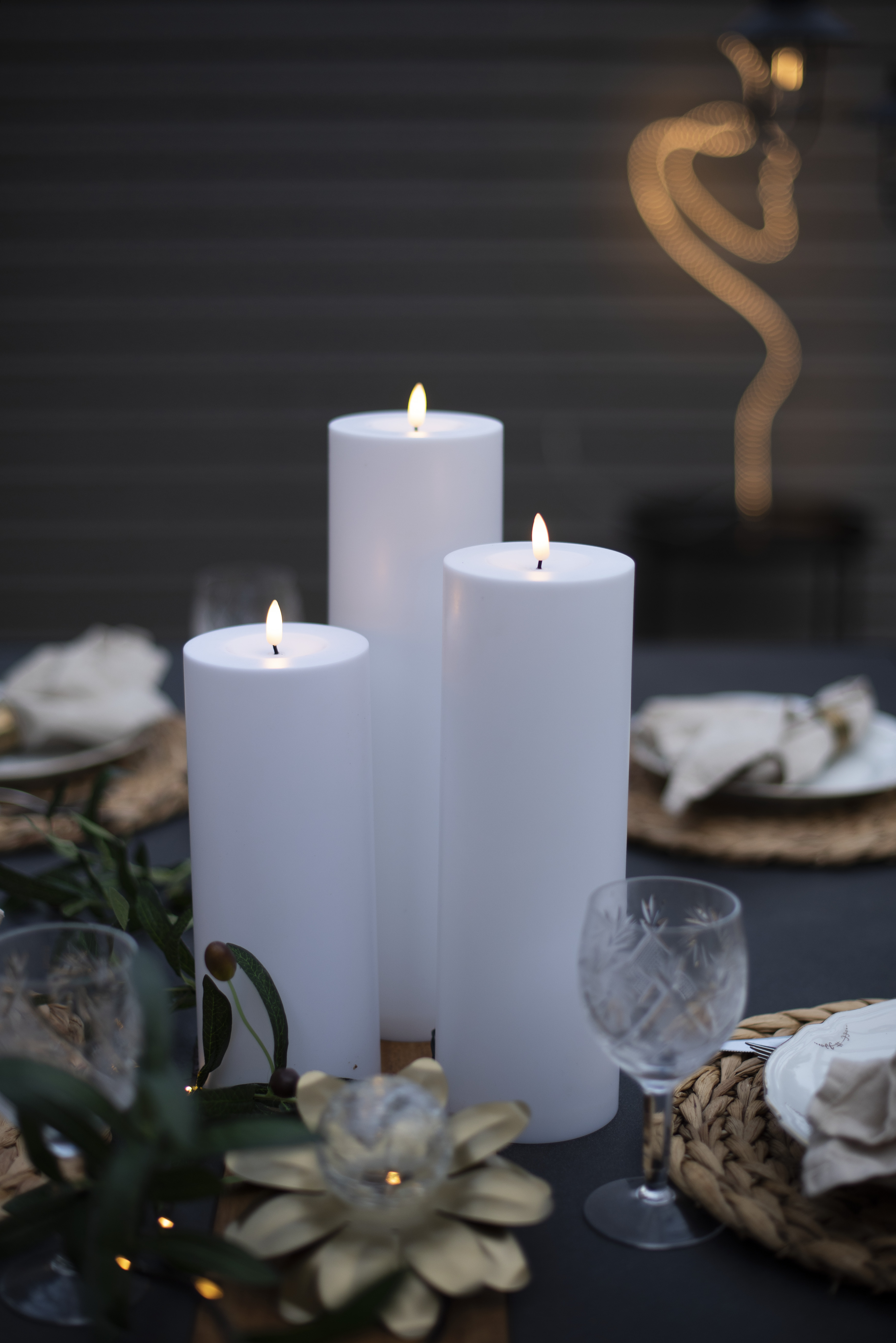 Blockljus LED vit 32,5 cm. Batteriljus för utomhus och inomhusbruk med timer