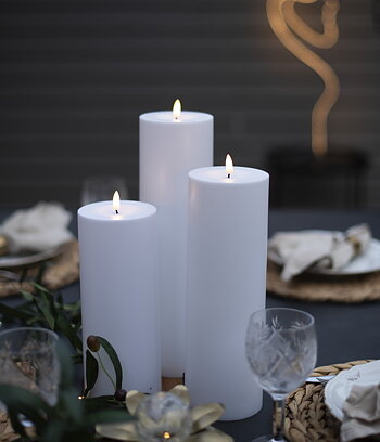 Blockljus LED vit 32,5 cm. Batteriljus för utomhus och inomhusbruk med timer