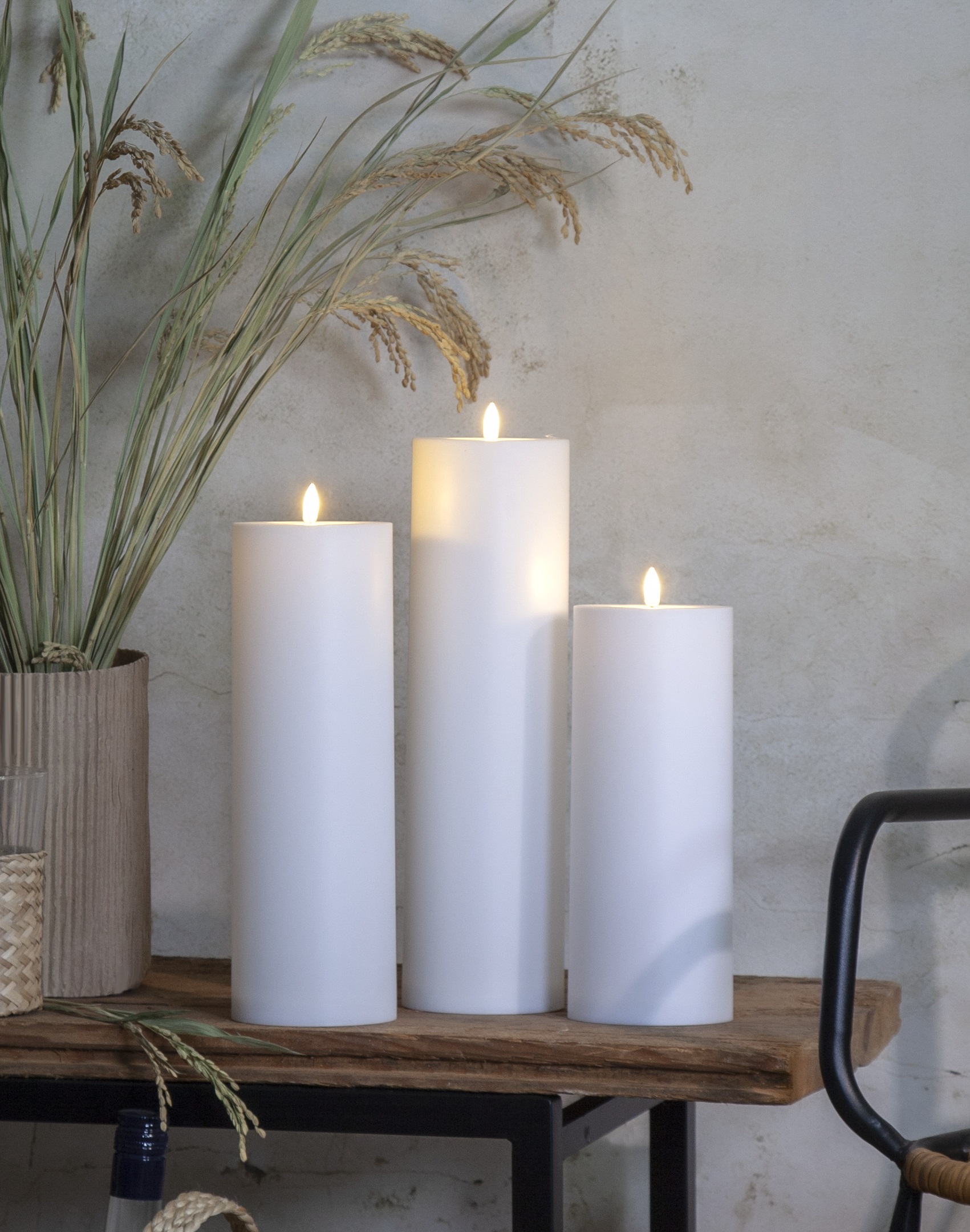 Blockljus LED vit 37,5 cm. Batteriljus för utomhus och inomhusbruk med timer - 3