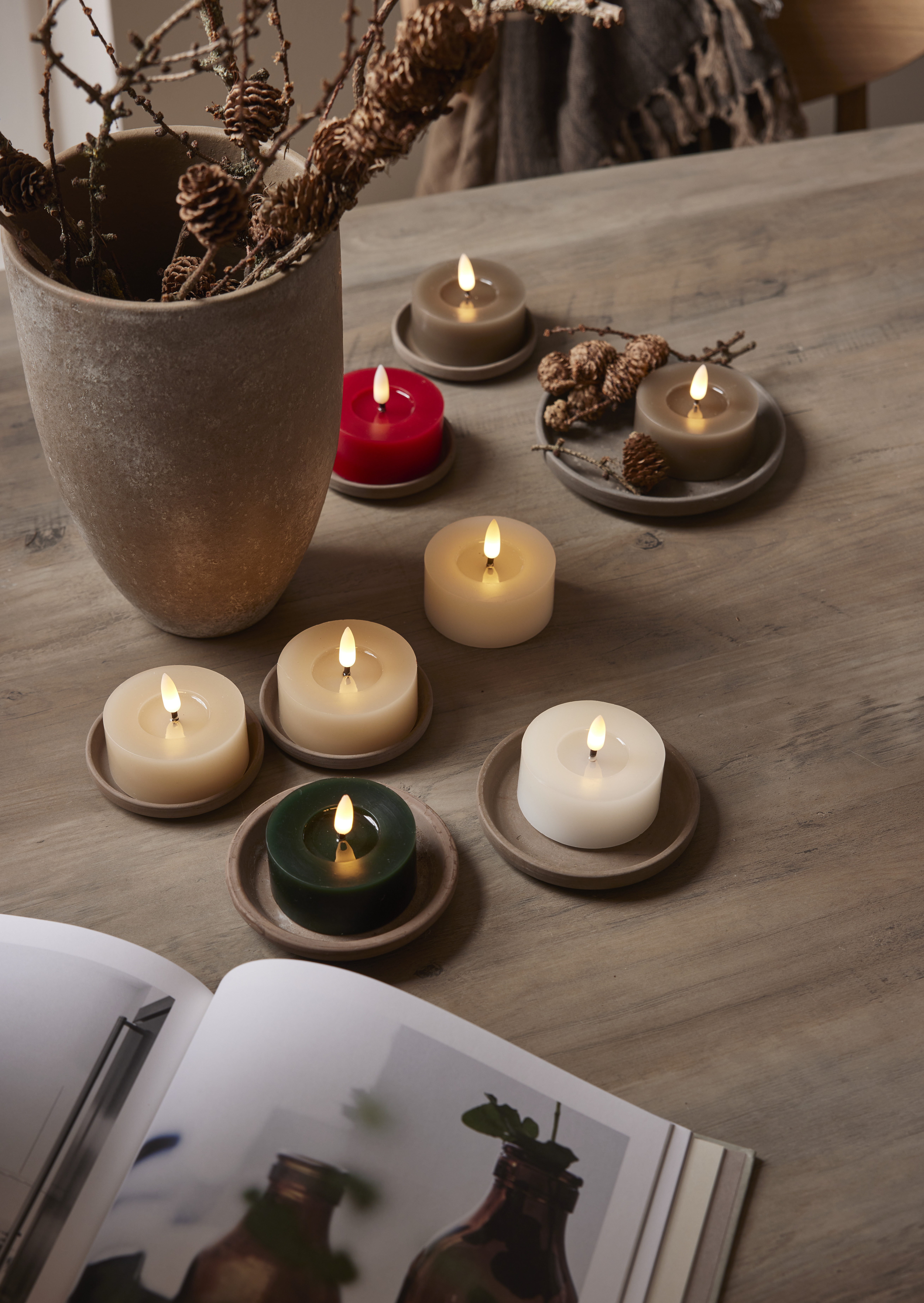 2 st stora värmeljus beige vax flow. LED-ljus. Batteriljus med timer - 3