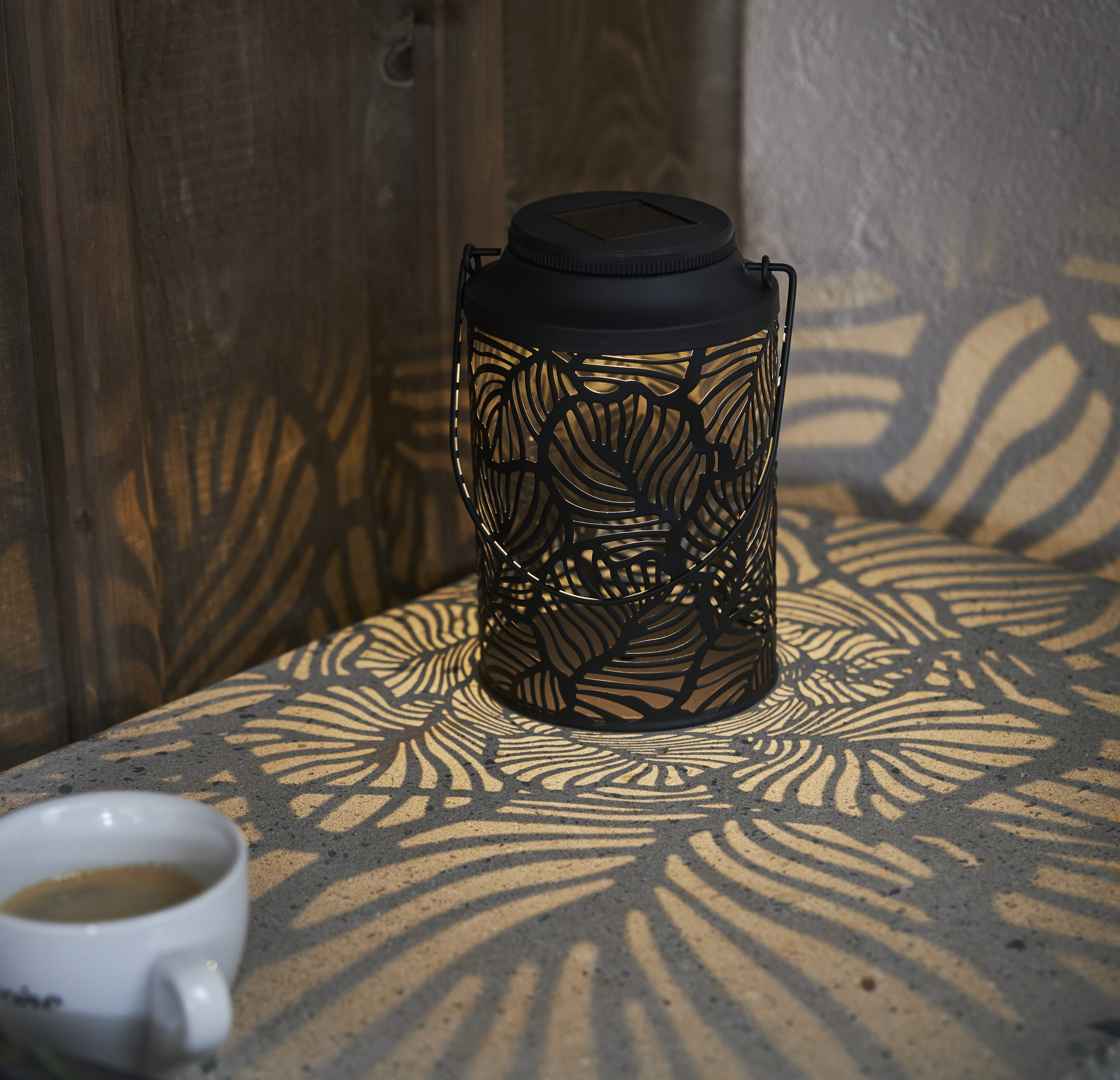 Solcellslampa Leafy svart metall 17 cm