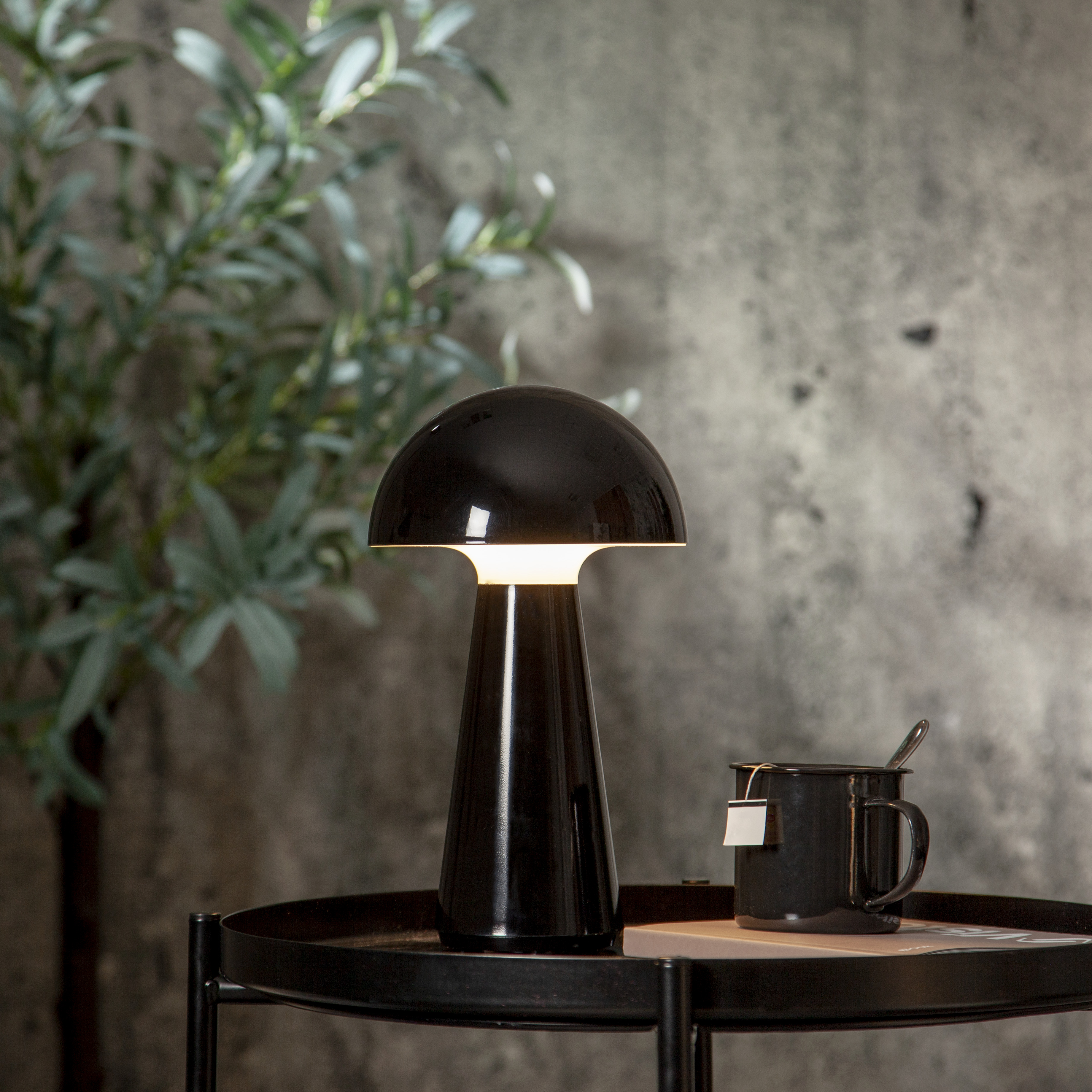 Lampa Mushroom svart med justerbar ljusstyrka 28 cm. Portabel lampa - 4