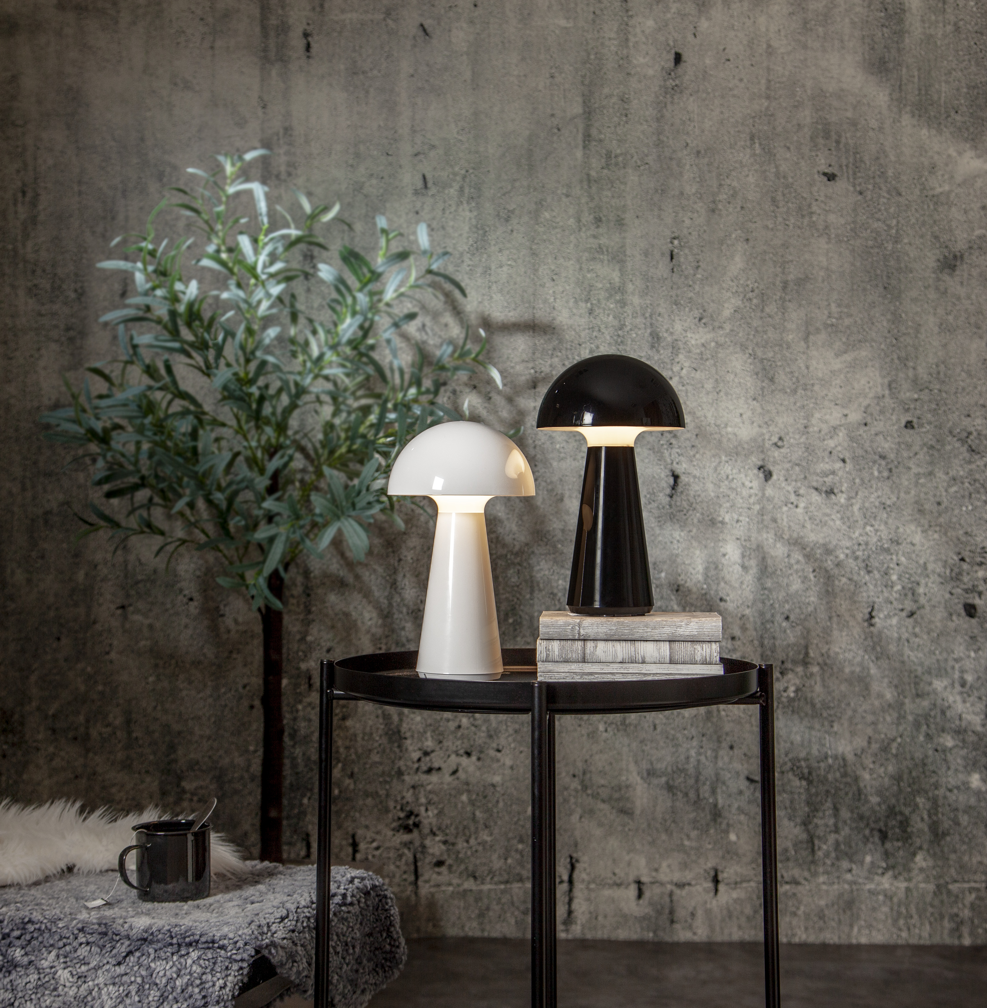 Lampa Mushroom svart med justerbar ljusstyrka 28 cm. Portabel lampa - 6