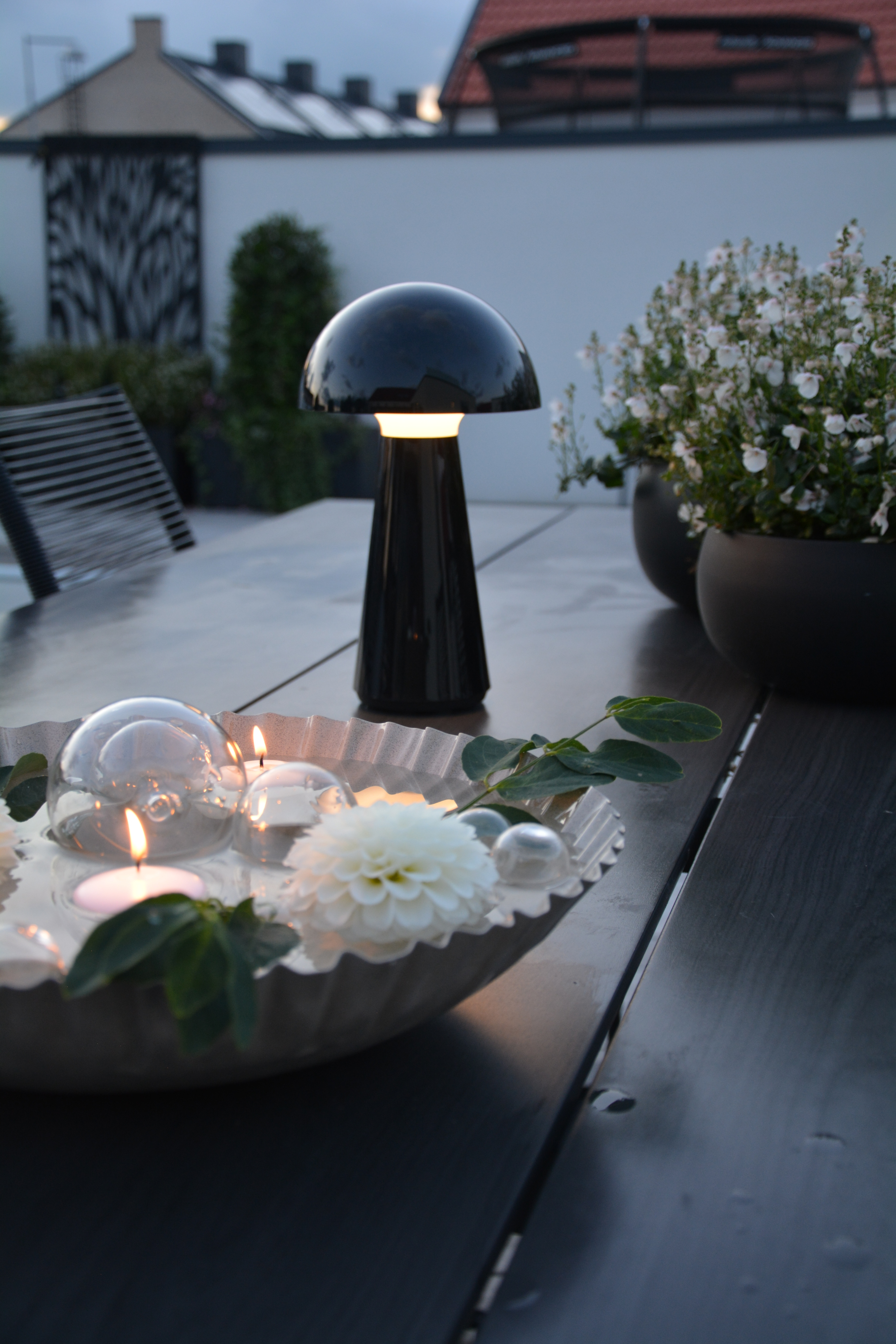 Lampa Mushroom svart med justerbar ljusstyrka 28 cm. Portabel lampa - 3