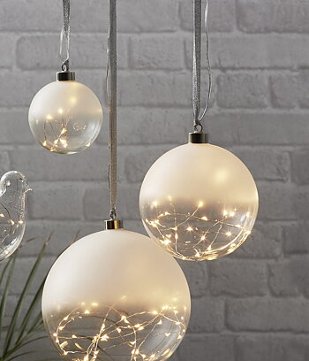 Glaskula med belysning 10 cm. Frostat glas S