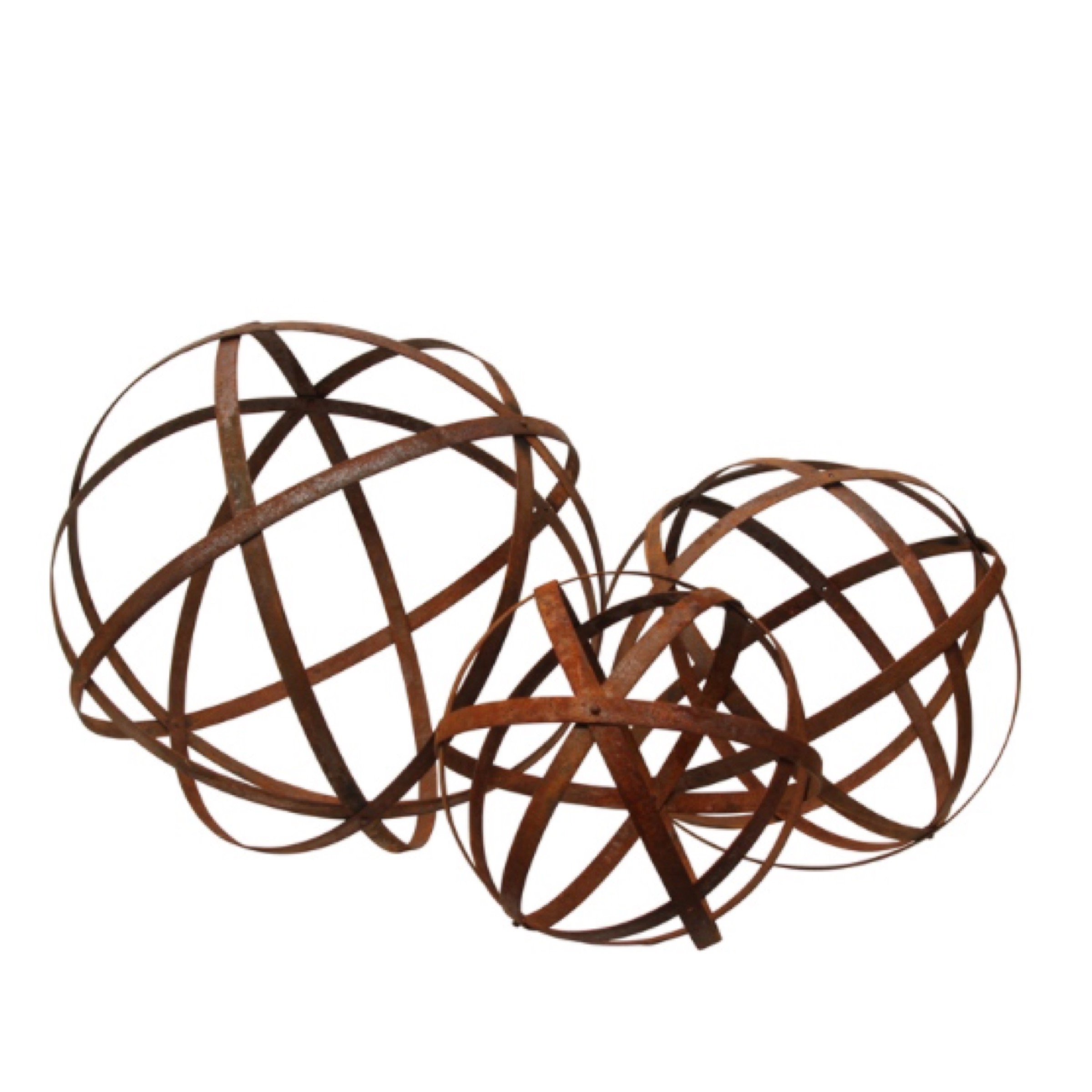 3 st Rostigt bandklot 30, 40 & 50cm 