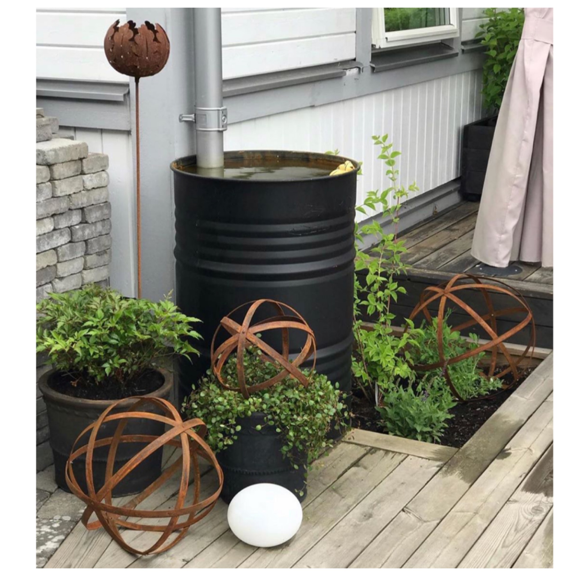 3 st Rostigt bandklot 30, 40 & 50cm  - 3