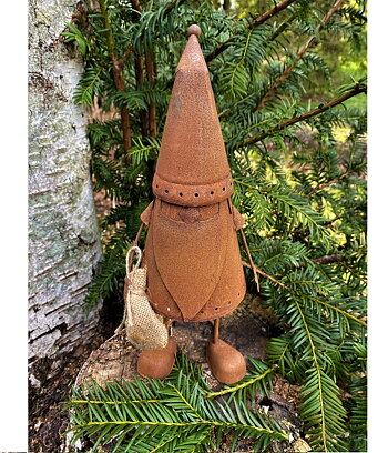 Rostigt tomte med säck 30 cm