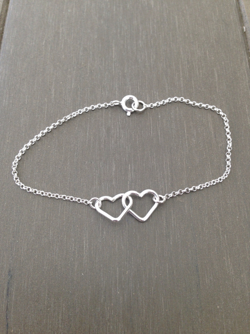 Armband double heart äkta silver