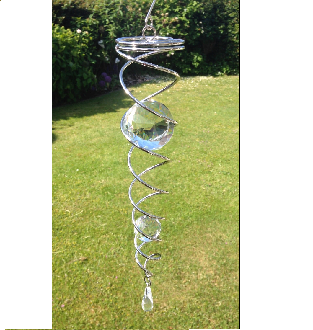 Dubbelspiral 38 cm med två kristallkulor