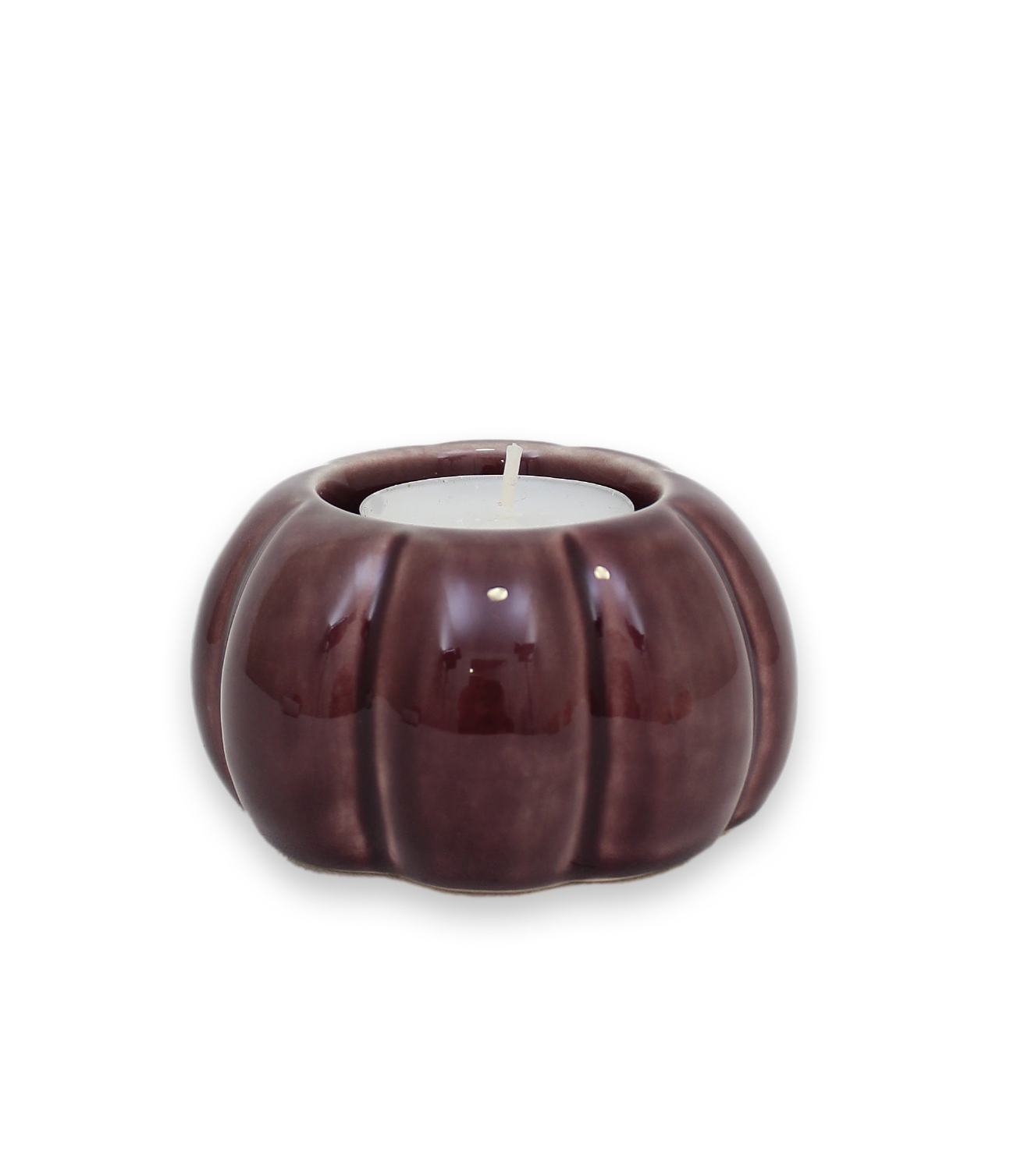 Pumpa ljuslykta aubergine 8,5 cm keramik