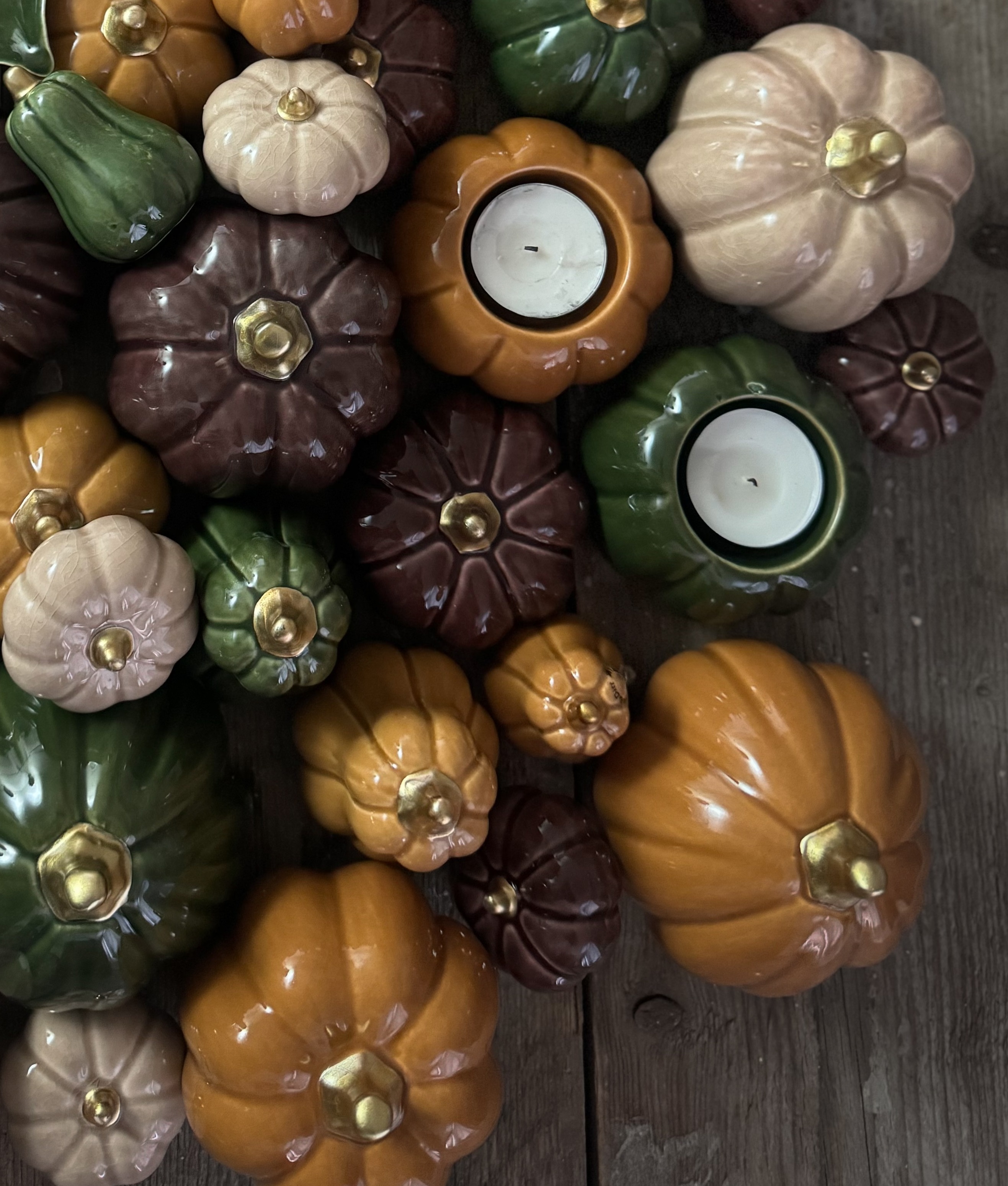 Pumpa ljuslykta aubergine 8,5 cm keramik - 3