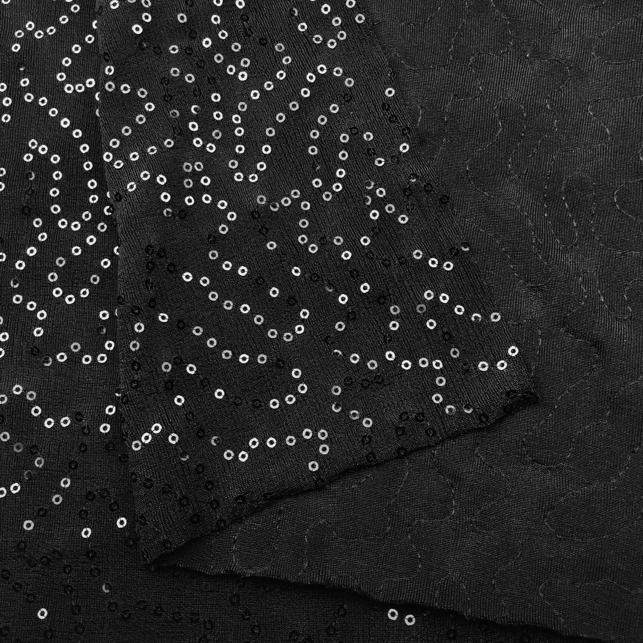 Stretch fabric sequins DS8112 Black - 4