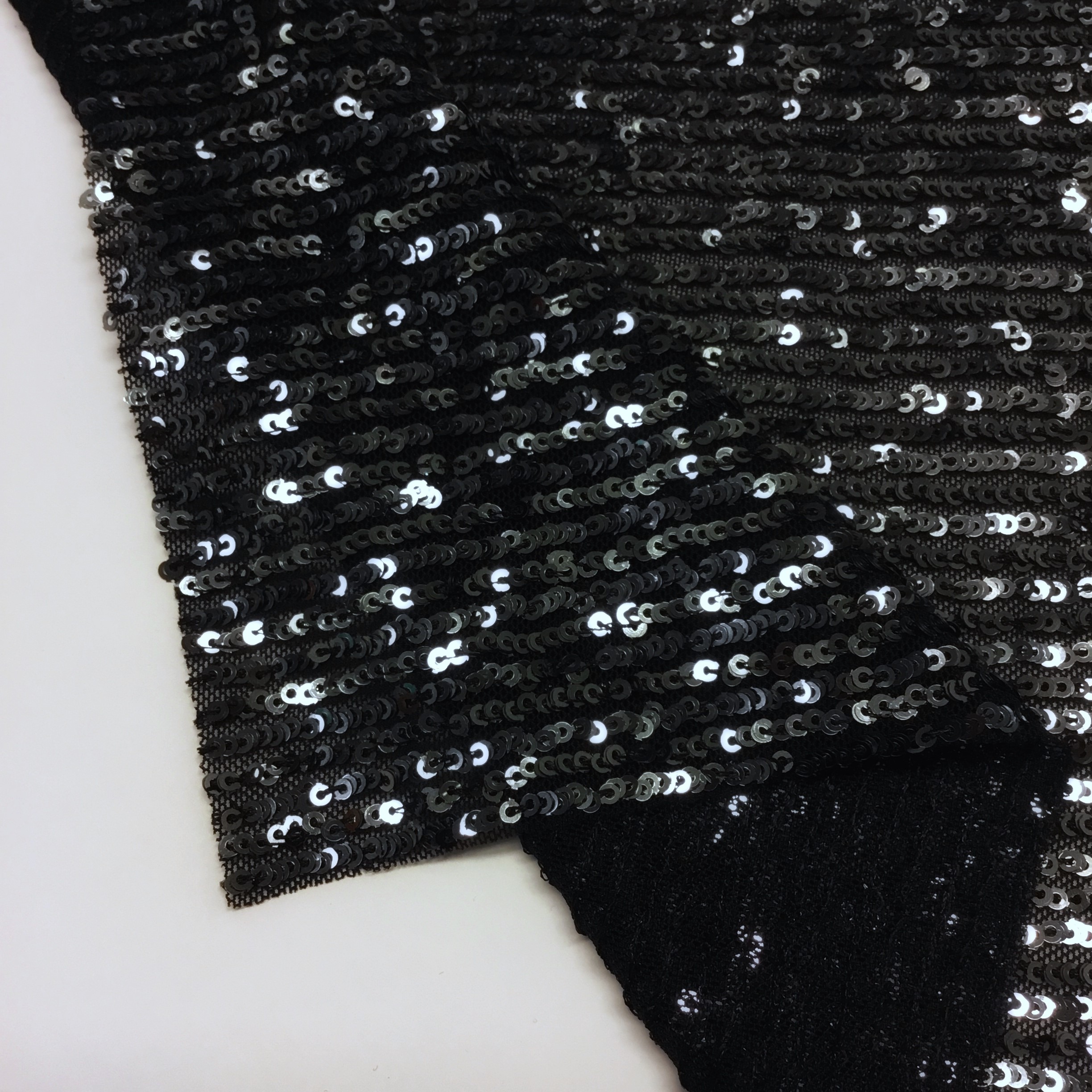Stretchtyg paljett Black HE778 