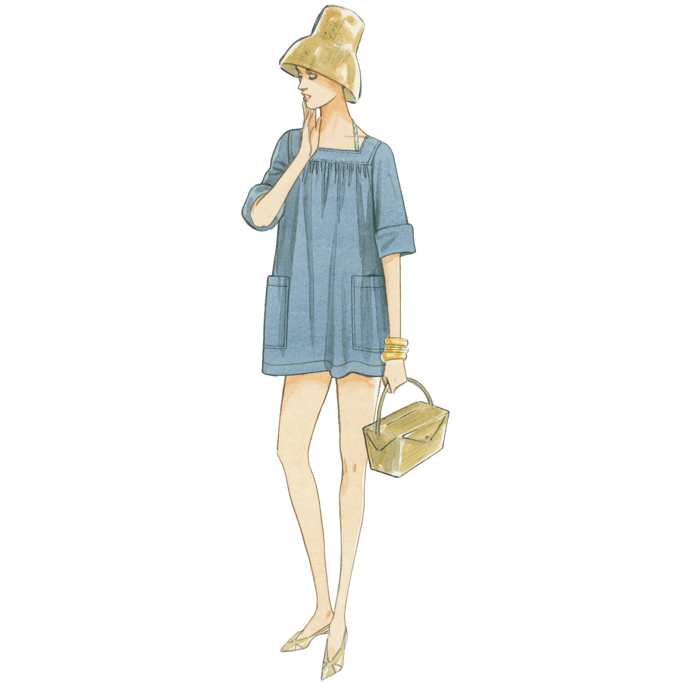 V9255 - Retro soltopp, shorts & strandtunika - 9