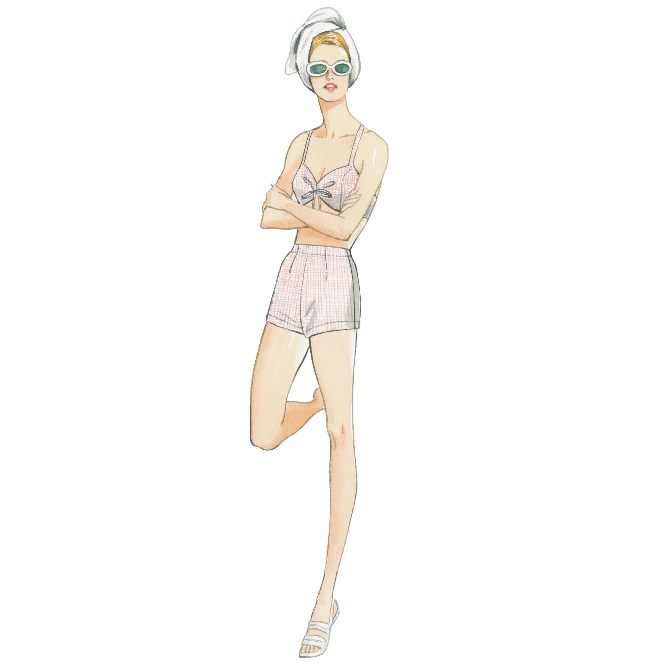 V9255 - Retro soltopp, shorts & strandtunika - 8