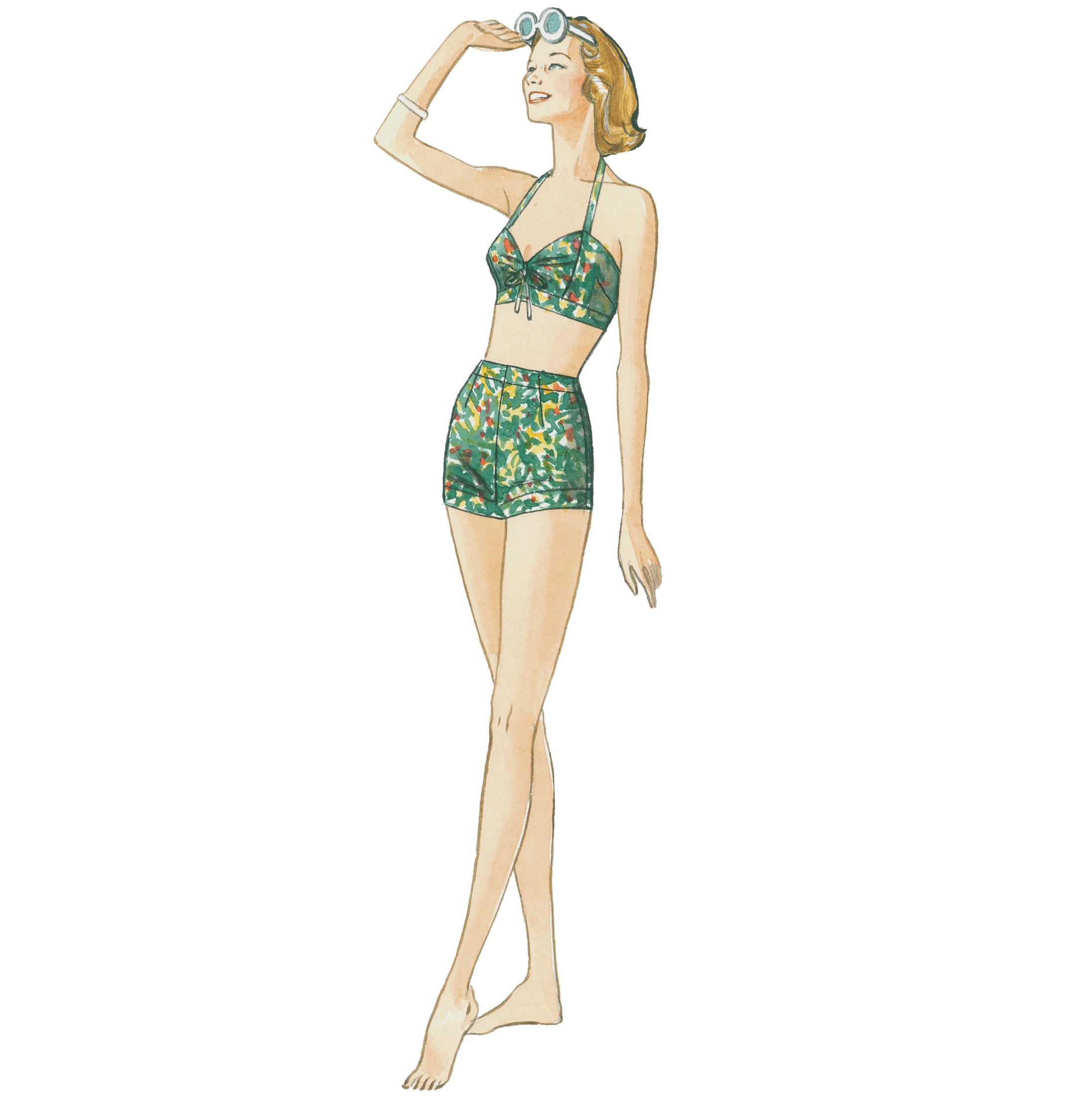 V9255 - Retro soltopp, shorts & strandtunika - 7