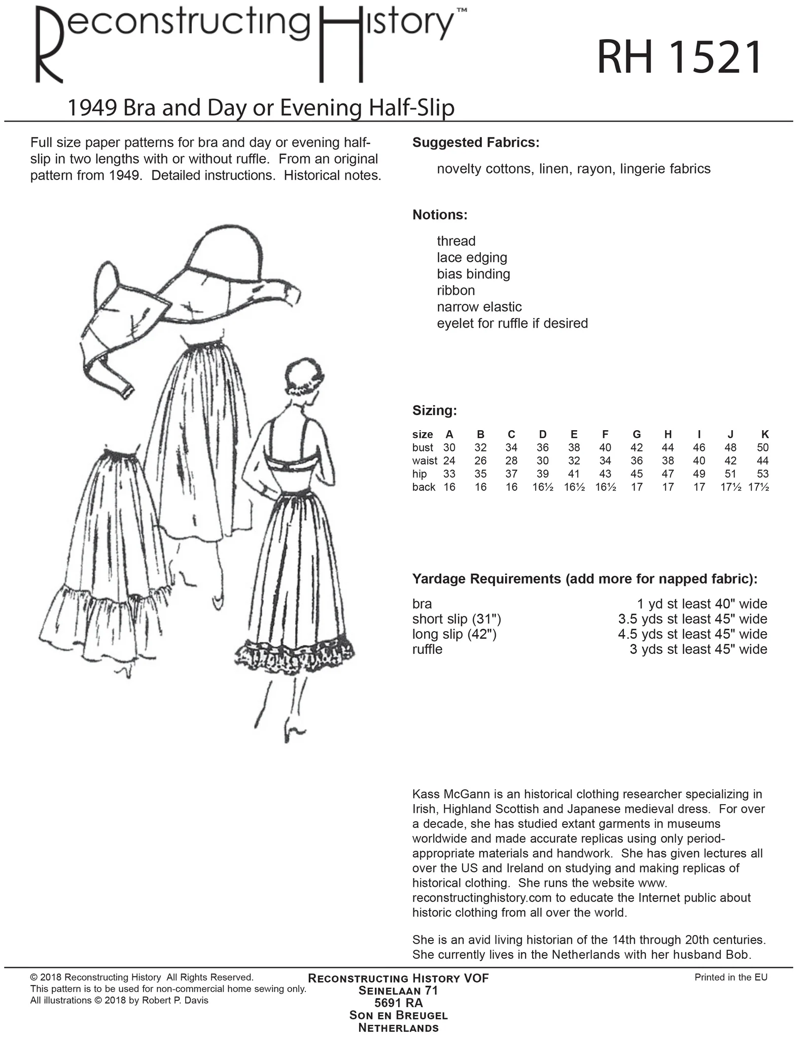 RH1521 - 1950-tal Dior New Look BH och underkjol sömnadsmönster - 3