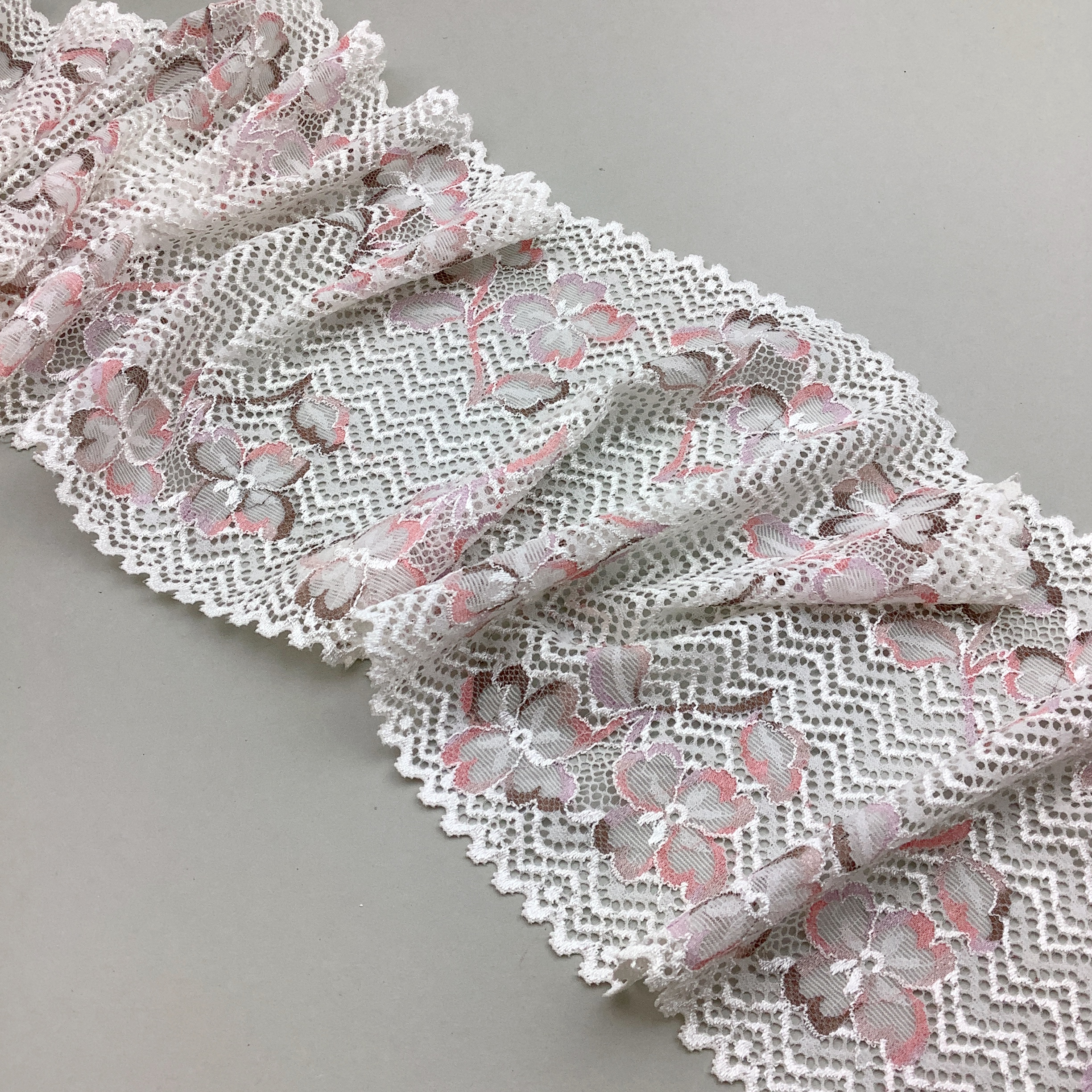Stretchspets bomull Offwhite/Rosa/Brun 18cm - RS5308