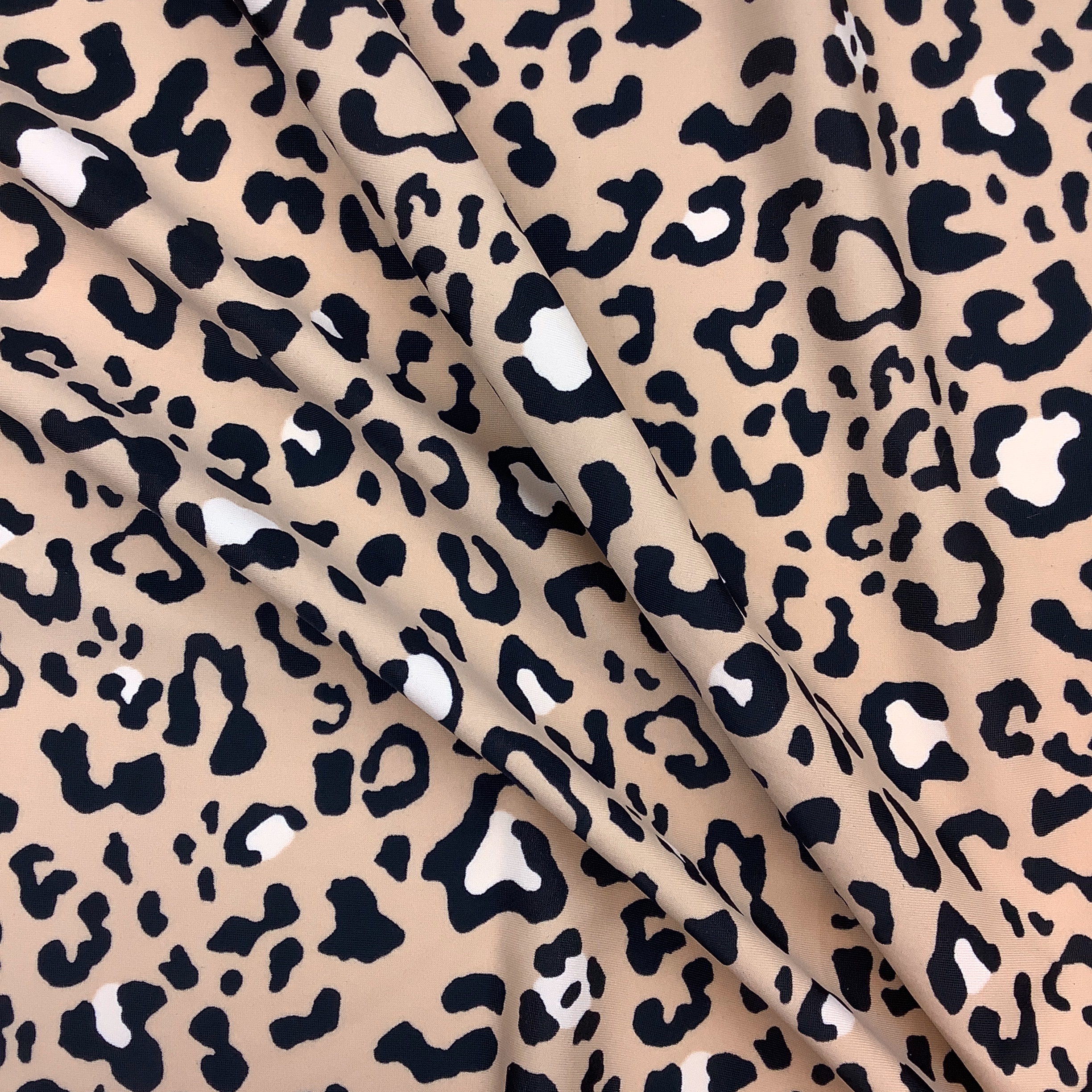 Printed swimwear fabric leopard beige/black WT190leobeige