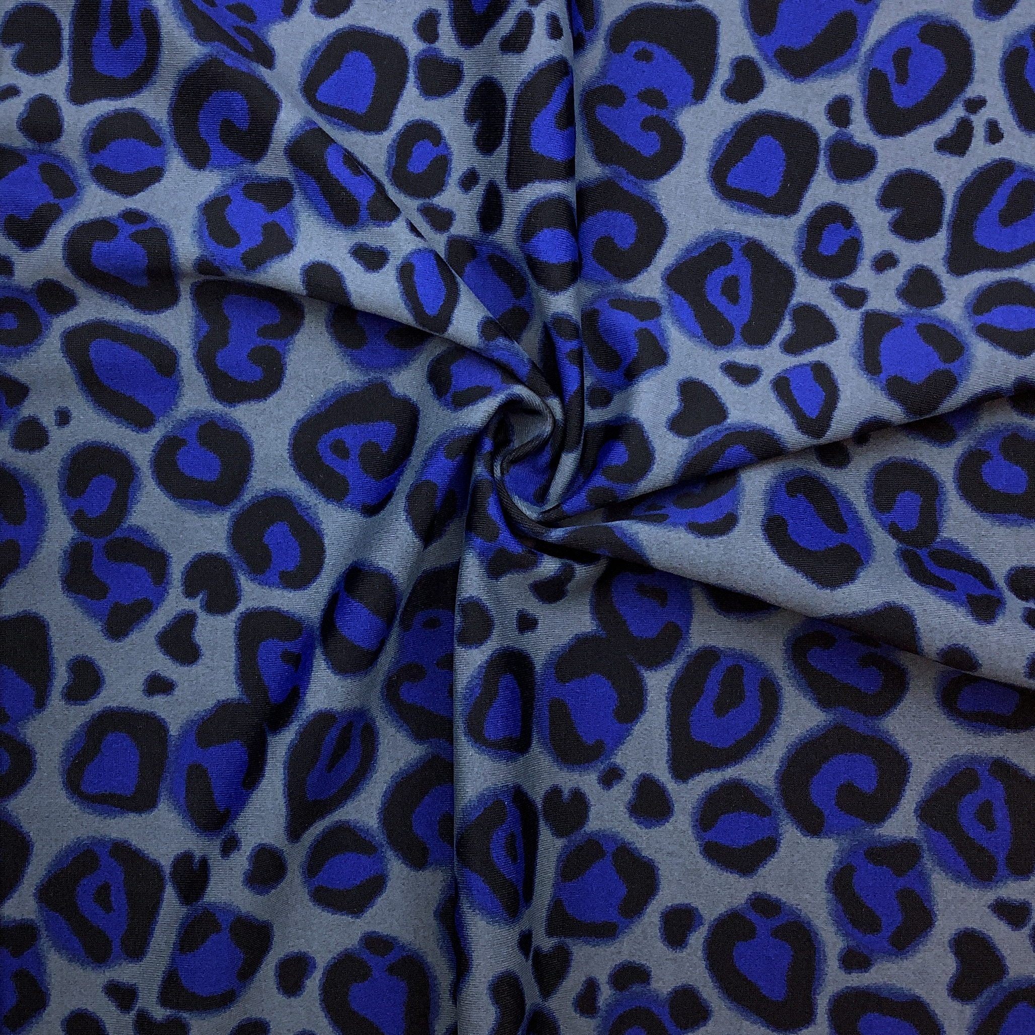 Printed swimwear fabric leopard blue/grey WT190leoblue