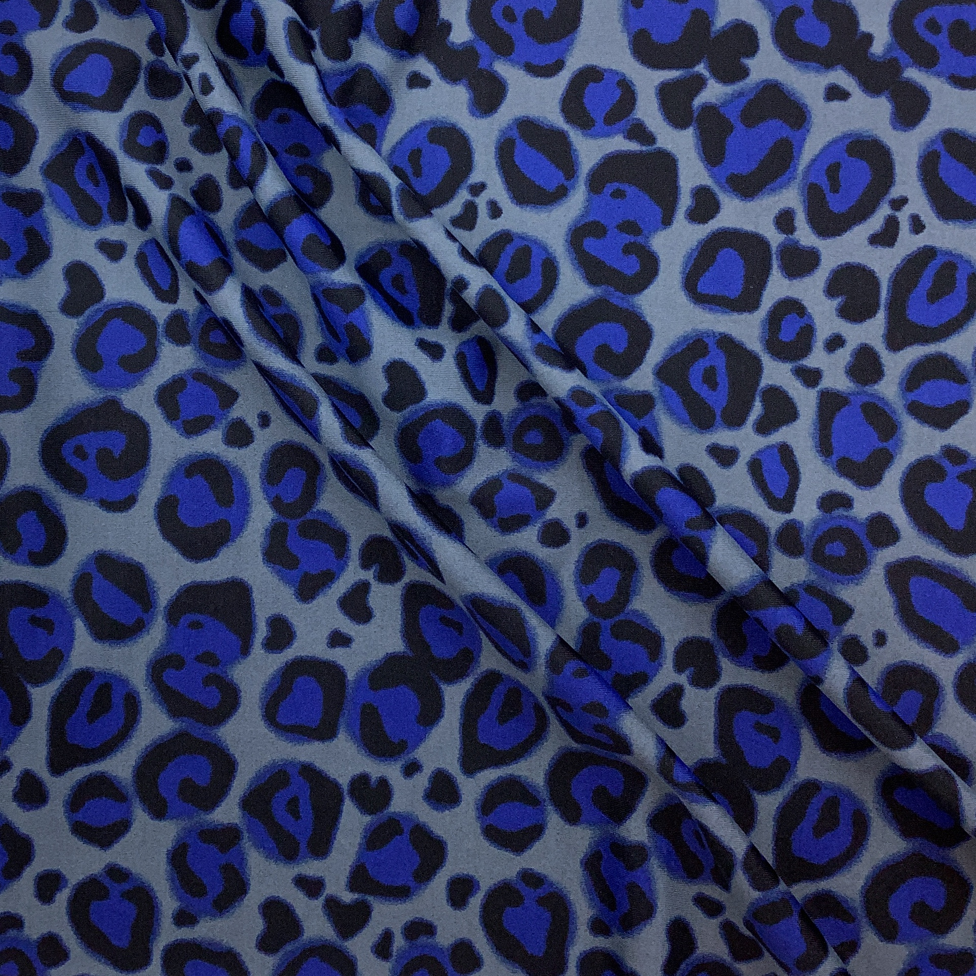 Printed swimwear fabric leopard blue/grey WT190leoblue