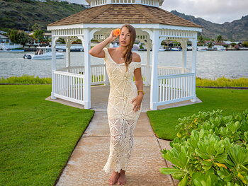 Handmade crochet wedding dress BEIGE