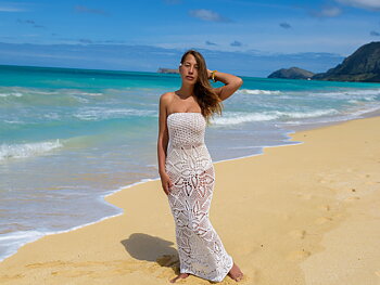 Handmade crochet strapless wedding dress WHITE