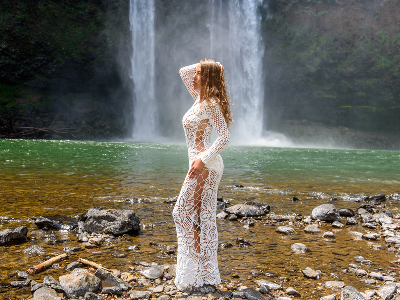 Handmade crochet exclusive wedding dress WHITE - 2