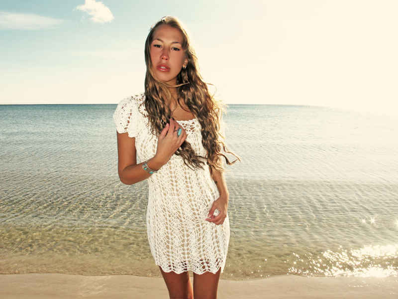 Handmade crochet over-size dress WHITE