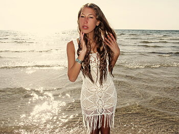 Handmade crochet fringe dress WHITE