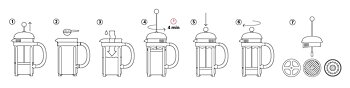 BODUM Kaffebryggare Krom, 3 koppar, 0,35l. . 