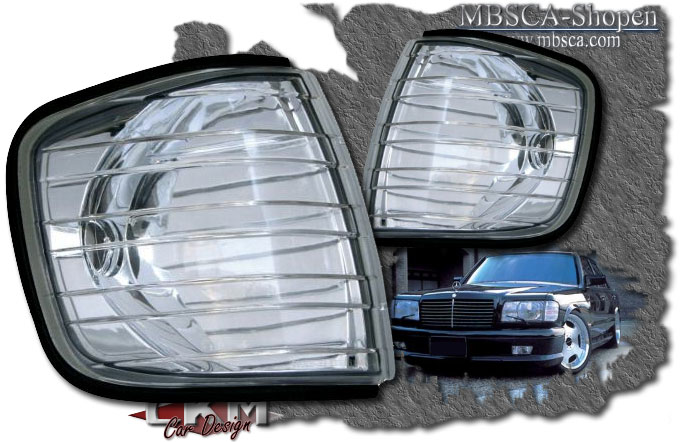 Clear blinkers front W126 2 pcs - 2