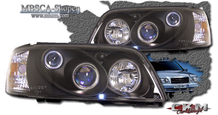 Clear frontlights 2pcs black with integrated blinkers. - 2