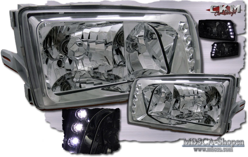 Clear frontlights 2pcs black with integrated LEDs. - 3