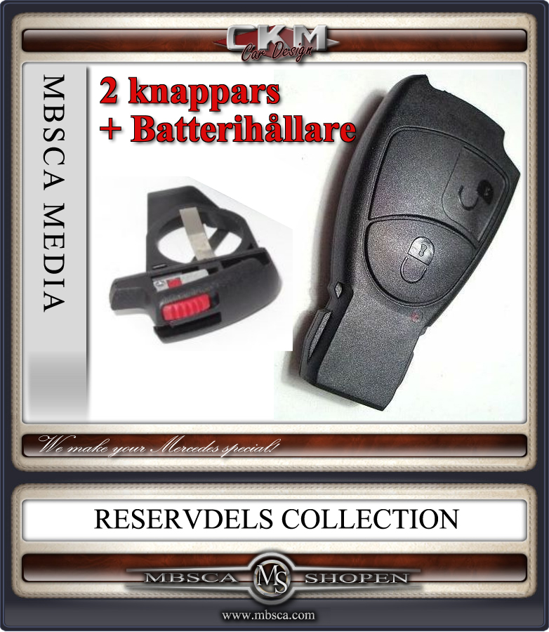 Nyckelskal + batterihållare 2 knappars 1st