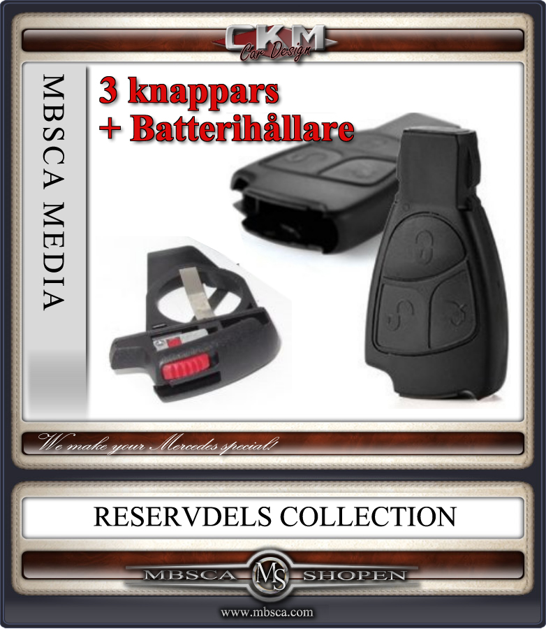 Nyckelskal + batterihållare 3 knappars 1st