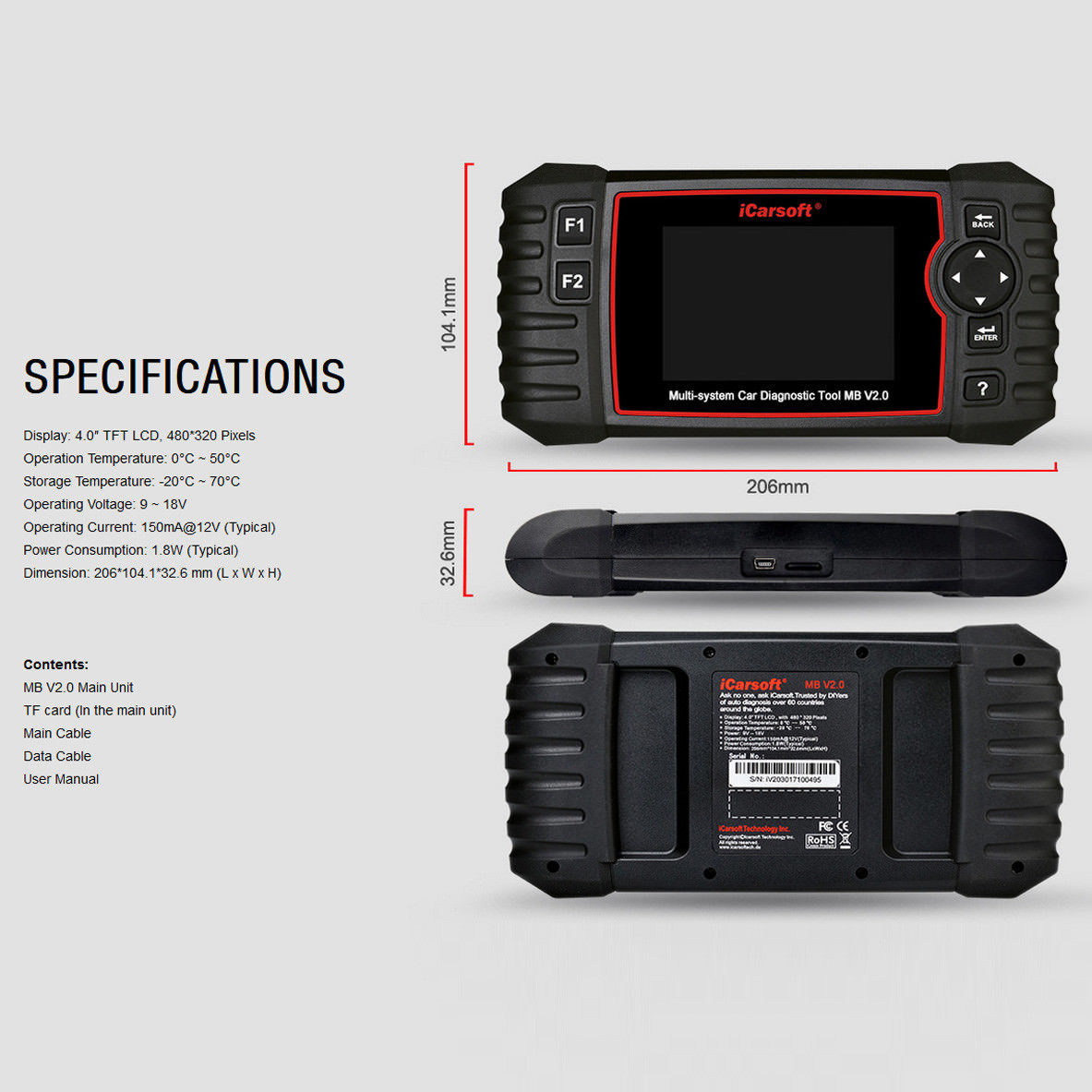 iCarsoft scanner MB V2.0 for: Mercedes-Benz / Sprinter / Smart - 6