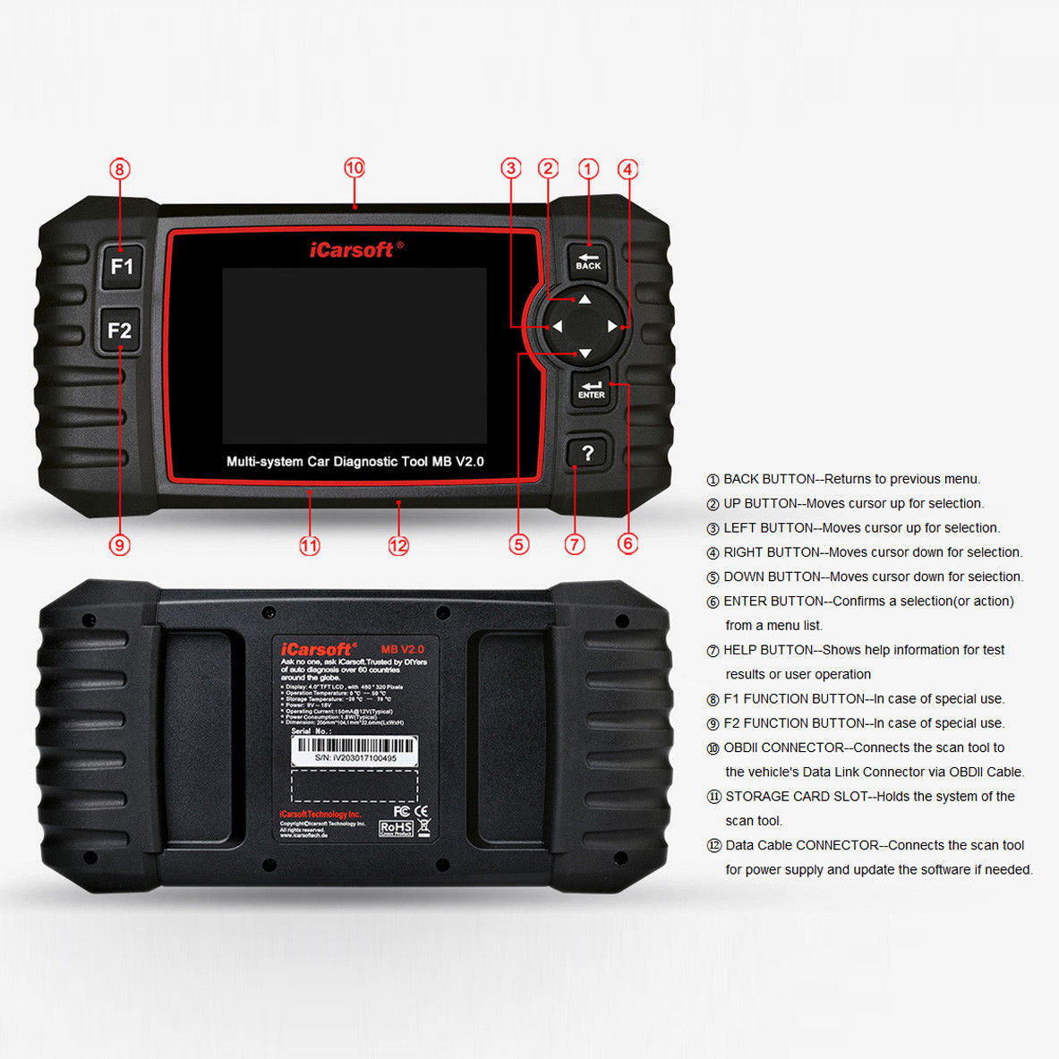 iCarsoft scanner MB V2.0 for: Mercedes-Benz / Sprinter / Smart - 7
