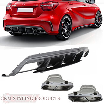 1. CKM  A45 Facelift Design  CARBON look diffuser kit Chrome pipes 1pcs