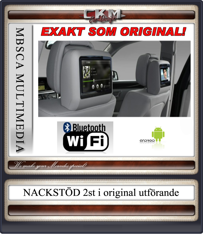 C. Android 9" Monitors 2st nackstöd som Original utförande Luxus Line