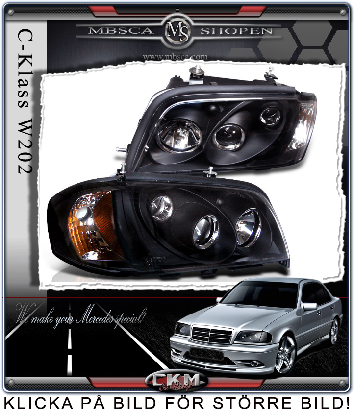 Clear frontlights 2pcs black with integrated blinkers.