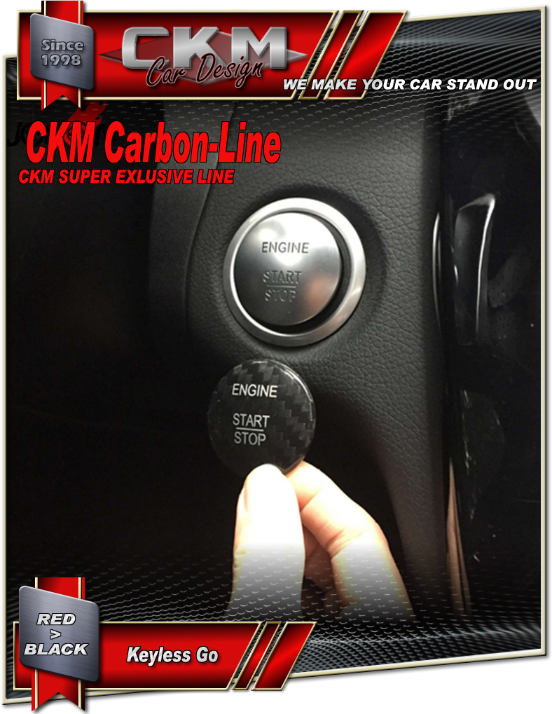 1. Carbon Red/Black cover for start button keyless Go - 5