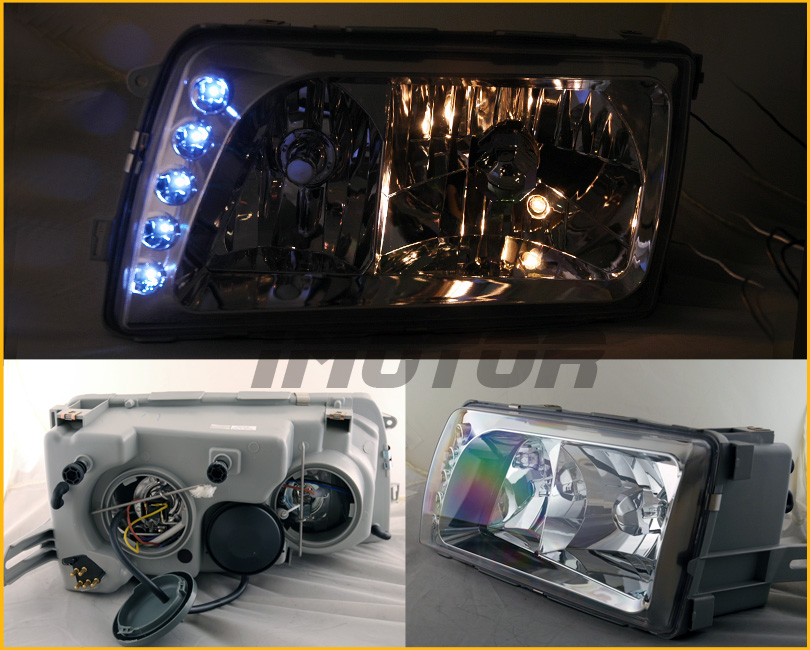 Clear frontlights 2pcs black with integrated LEDs. - 2
