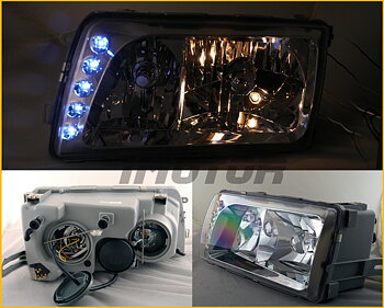 Clear frontlights 2pcs black with integrated LEDs.