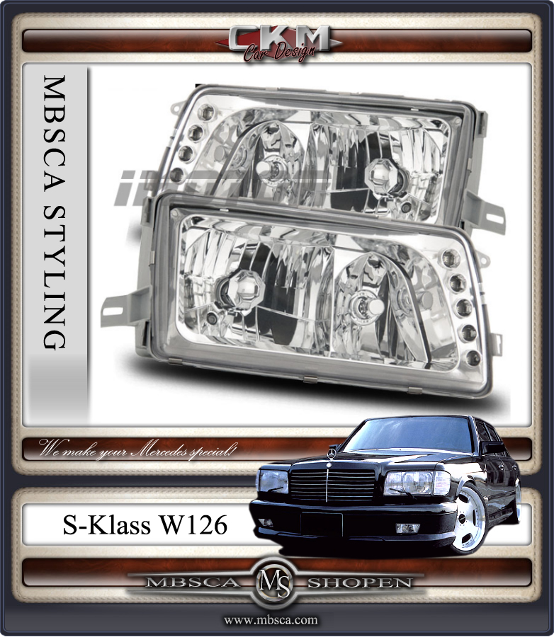 Clear frontlights 2pcs black with integrated LEDs.