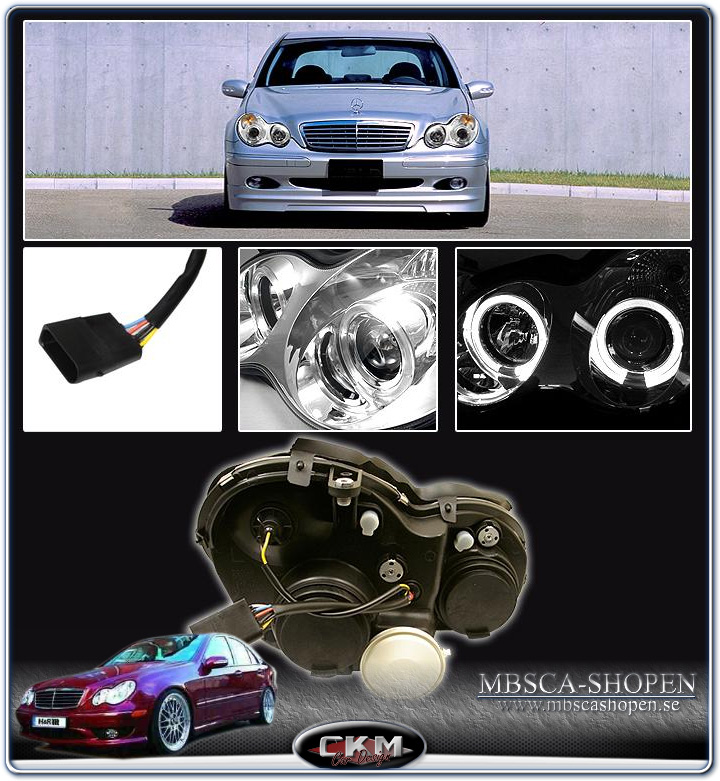 Clear frontlights projector 2pcs Angel Eyes Chrome - 2